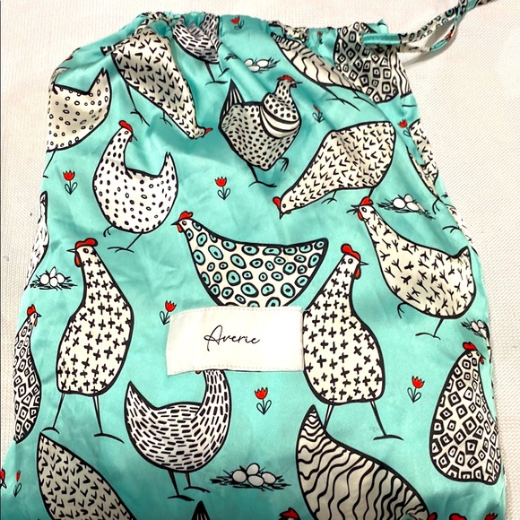 Averie Other - NWT Averie Wo size Medium Teal and White Chicken Patterned Bag/Pajama Set